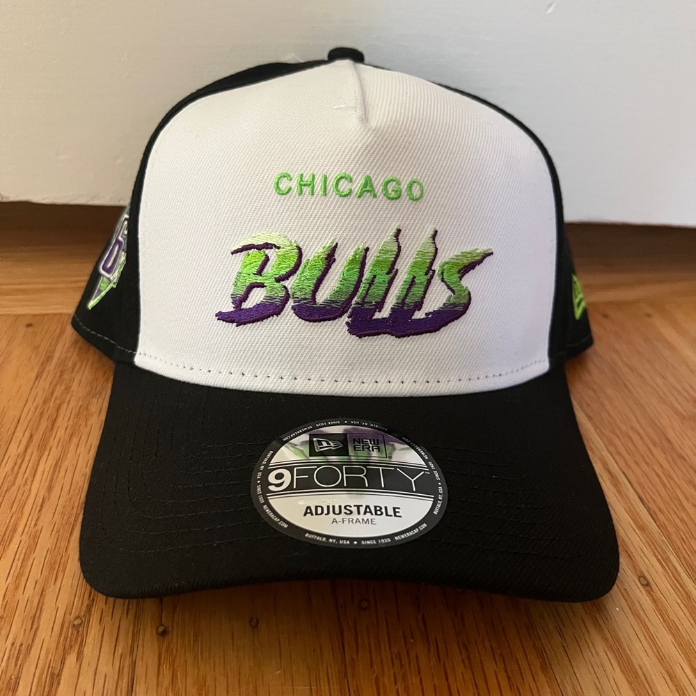 Chicago Bulls New Era 9forty A-frame White Green Purple 6x Champions NWT